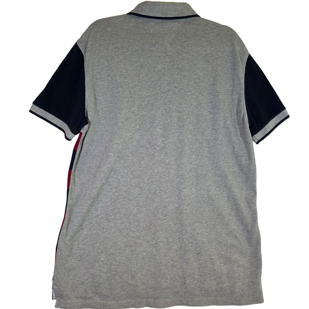 TOMMY HILFIGER Men's L‎ Gray Colorblock Rugby Polo 2010s Preppy Ivy Style